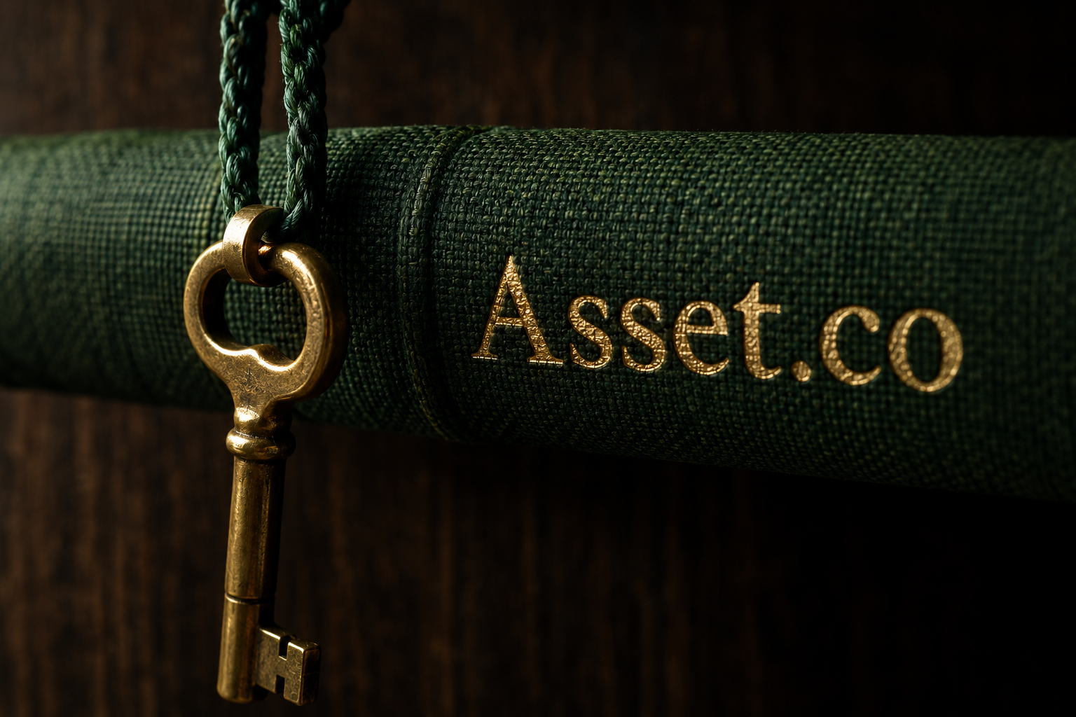Asset.co cloth-bound book on a desk